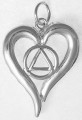 AA symbol heart pendant